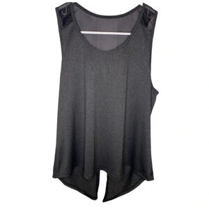 Dark gray active tank with black mesh detail
